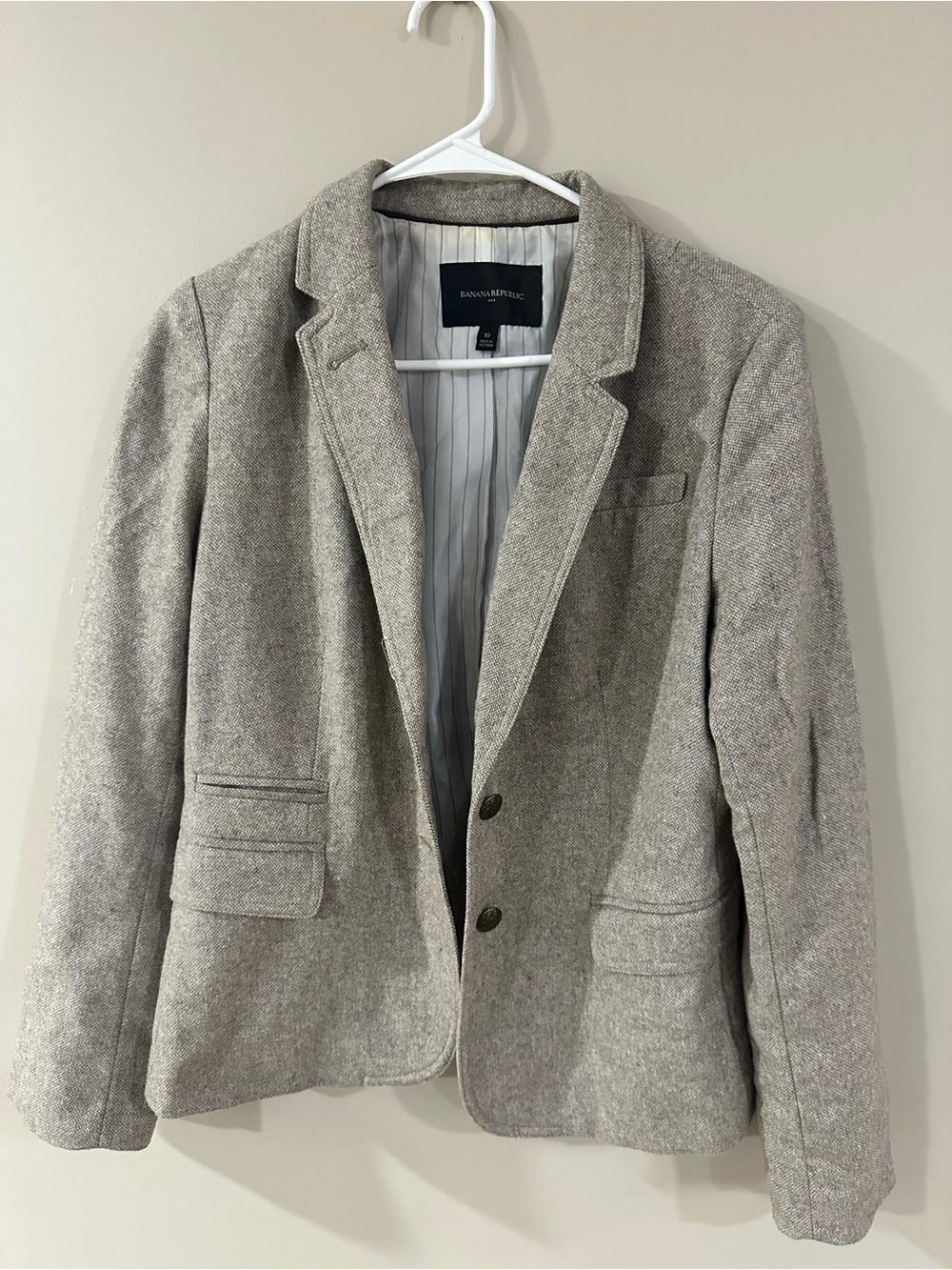 Banana Republic Light Gray Herringbone Blazer